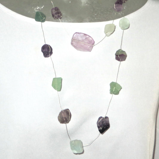 Consciousness Necklace - Raw Rainbow Flourite Nugget (13-15*18-20 mm) Necklace