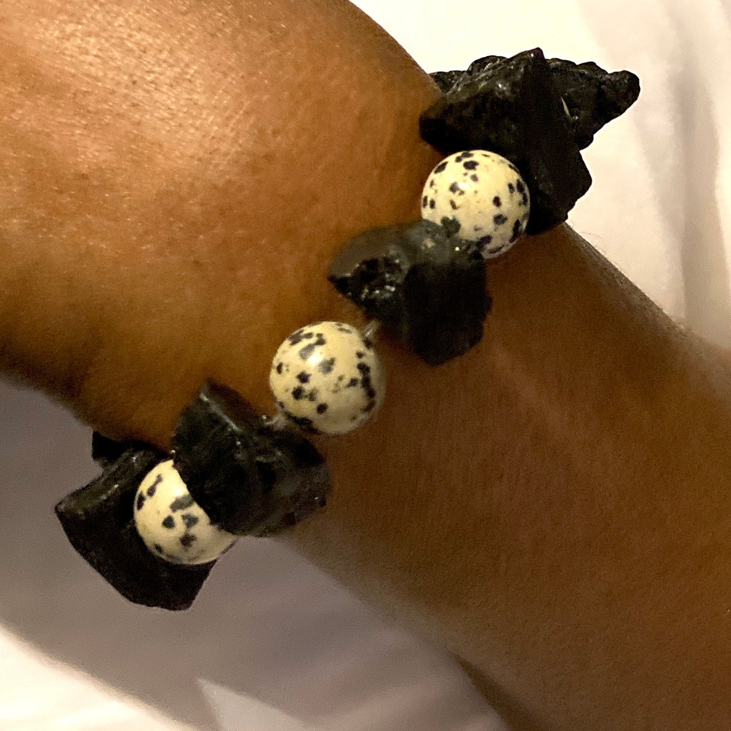 Forgiveness Released  Bracelet - Black Tourmaline & Dalmatian Jasper
