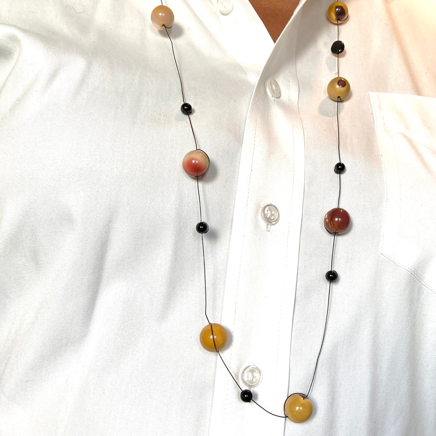 Confident peace Natural Mookaite & Black Agate Crystal Necklace Peacemaker