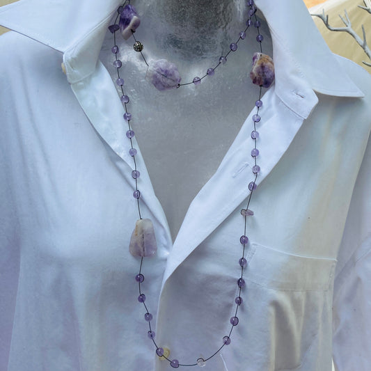 Contentment Natural Amethyst Necklace 51"  3  x 369