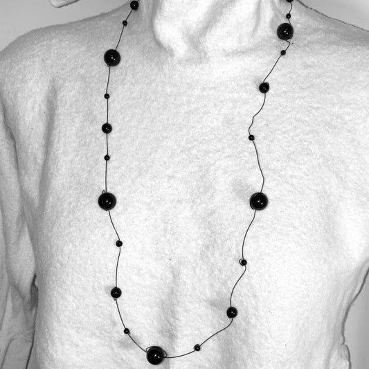 Soothing change necklace 50" -  Black Agate Necklace - 50"