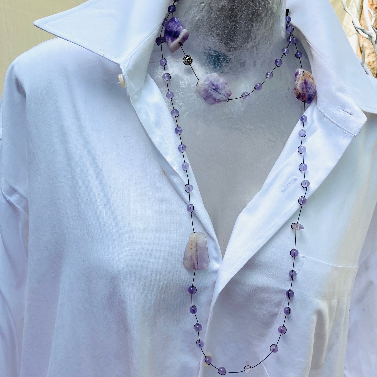 Contentment Natural Amethyst Necklace 51"  3  x 369