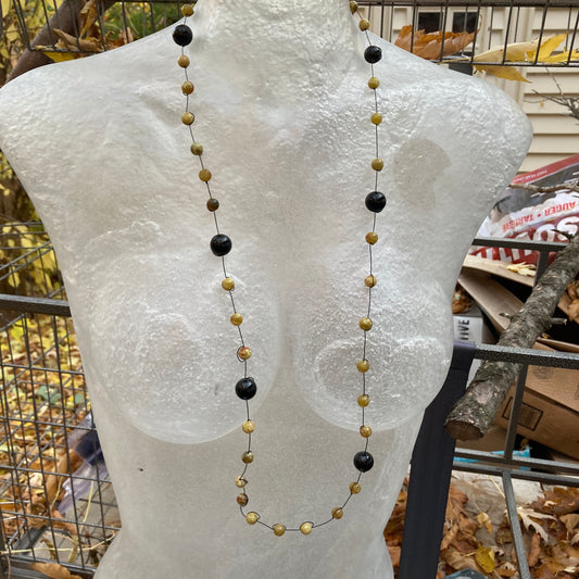 Serpentine Stone & Black Agate Necklace - 2 x 369