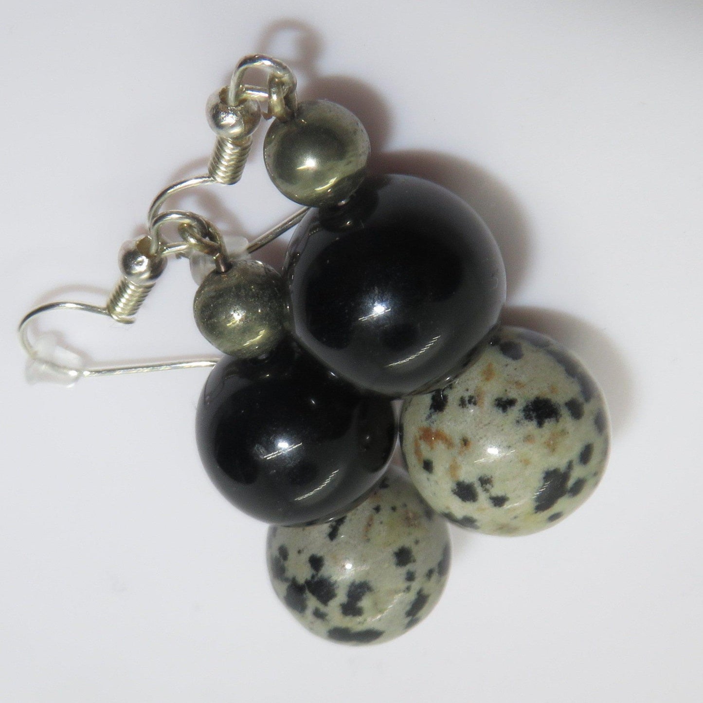 Gold Obsidian, Dalmation and pyrite earrings. 