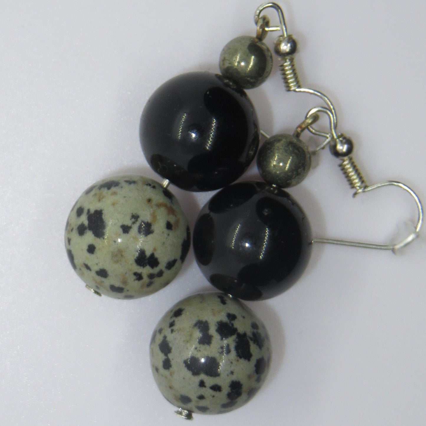 Nurtured Earrings- Gold obsidian, Dalmation & Pyrite