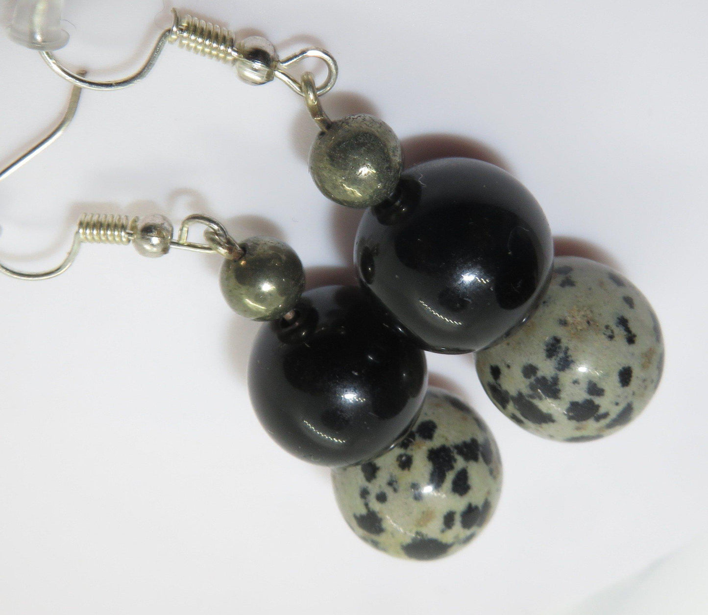 Nurtured Earrings- Gold obsidian, Dalmation & Pyrite