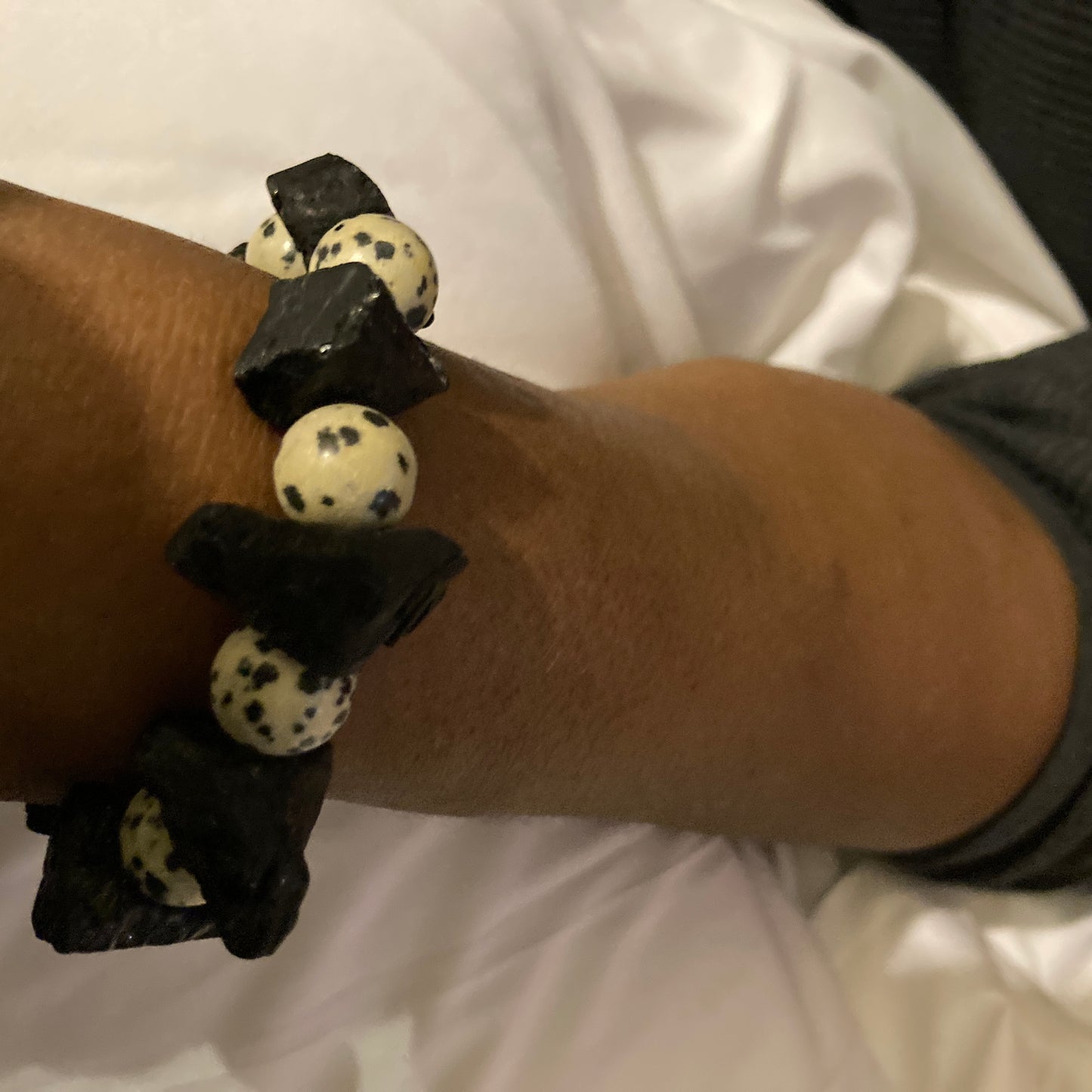 Forgiveness Released  Bracelet - Black Tourmaline & Dalmatian Jasper